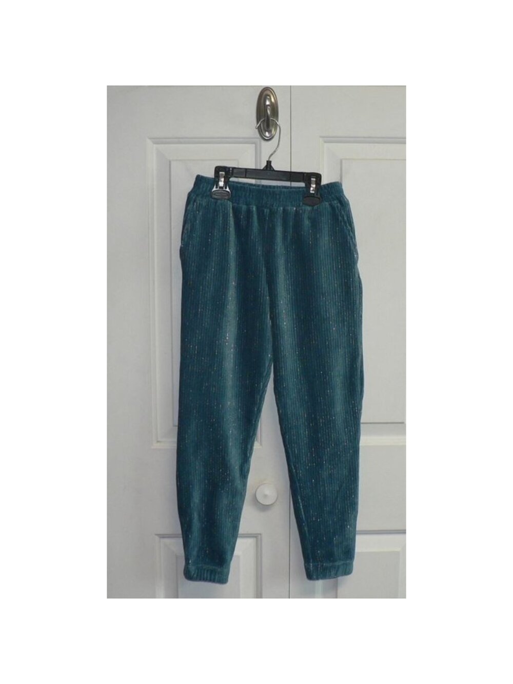 BCG Girls Elastic Waist Pull-On Velour Lounge Pants in Blue Shimmer Size 7 $25